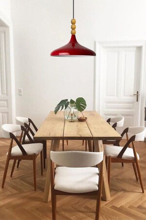 Red Champion Einzel-Kronleuchter mit Holzperlen, Hängelampe, Wohnzimmer, Küche, Boutique-Lampe, Beleuchtung, Kronleuchter BMM2066WM3 - 5