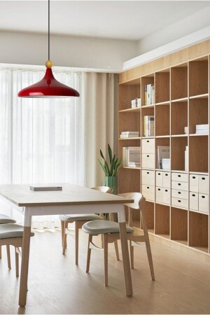 Red Champion Einzel-Kronleuchter mit Holzperlen, Hängelampe, Wohnzimmer, Küche, Boutique-Lampe, Beleuchtung, Kronleuchter BMM2066XXWM - 5