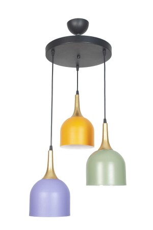 Reına Modern Design Metal Mix Orange Lila Grün Farbe Pendelleuchte Cafe - Küche 3-teiliger Kronleuchter REINAKLASİKS LAMP 3-STECKER - 4