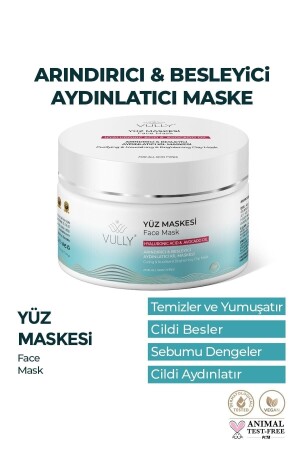 Reinigende, nährende, aufhellende Tonmaske für das Gesicht 150 ml (Hyaluronsäure – Avocadoöl) Aufhellende Tonmaske - 3