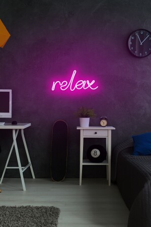 - Relax - Led Dekoratif Duvar Aydınlatması Neon Duvar Yazısı Sihirli Led Mesajlar -neongraph DEC010041 - 5