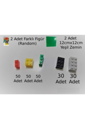 Renkli Dünya Minilego Blokları 214 Parça 2 Yeşil Zemin 2 Adet Figür - 5