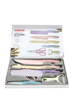 Renkli Paslanmaz Çelik Bıçak Seti - 7 Parça ColorKitchenKnifeSetStainlessSteel - 4