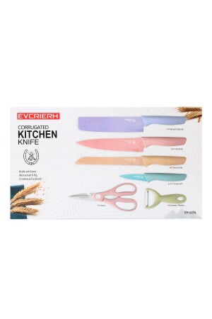 Renkli Paslanmaz Çelik Bıçak Seti - 7 Parça ColorKitchenKnifeSetStainlessSteel - 7