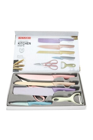 Renkli Paslanmaz Çelik Bıçak Seti - 7 Parça ColorKitchenKnifeSetStainlessSteel - 3