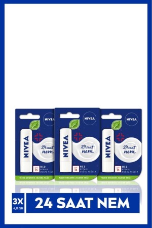 Renksiz Dudak Bakım Kremi Med Repair 4.8gr, 24 Saat Nem, Güneş Koruyucu, SPF15, X3 Adet SET.NVE.403 - 3