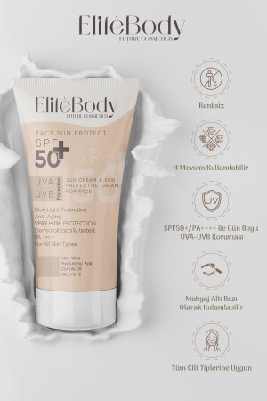 Renksiz Yüz Güneş Kremi Spf 50- Yüksek Koruma ELITEBODYYUZGUNES - 2