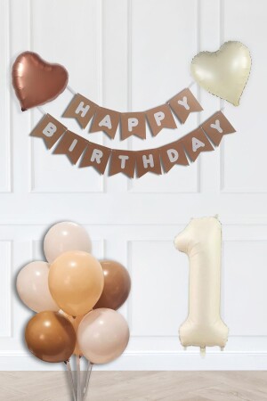 Retro-Farben-Geburtstagsparty-Set, Creme-Alter-Luftballons, Kraft-Banner-Ballonketten-Set - 2