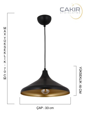 Retro-Kronleuchter aus verputztem, schwarzem und gelbem Metall mit Einzelpendelleuchte – Çakır Avize 4460-1S - 6