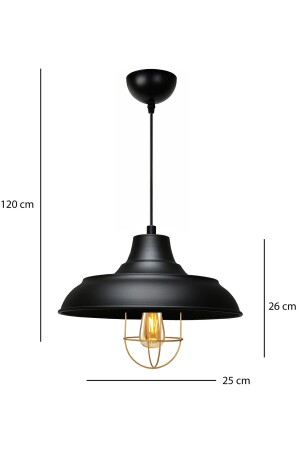 Retro Schwarz Gold Detaillierte Käfig Pendelleuchte Nr.: 2 Café Restaurant Küche Eingang Wohnzimmer AYD-3339 - 5