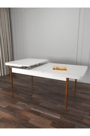 Riff White 80x130 cm ausziehbarer Esstisch für 6 Personen, Esstisch-Set – Schwarz BYZYM002 - 6