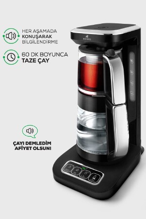 Robotea Pro 4 in 1 Konuşan Cam Çay Makinesi Black Chrome - 5