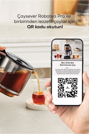 Robotea Pro 4 in 1 Konuşan Cam Çay Makinesi Black Chrome - 9