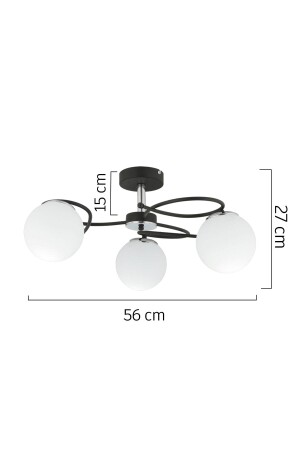 Rodonit 3-teilige moderne Pendelleuchte aus schwarzem Chrom und weißem Glas für junges Zimmer, Schlafzimmer, Retro-Wohnzimmer, Kronleuchter 3952-03-CH-BL-01 - 7