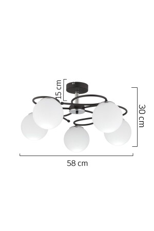 Rodonit 5 Stück Schwarz Chrom Weiß Glas Moderne Pendelleuchte Junges Zimmer Schlafzimmer Retro Wohnzimmer Kronleuchter 3952-05-CH-BL-01 - 6