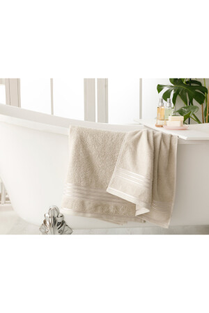 Romantic Stripe Floşlu Banyo Havlusu Takımı Açık Gri 10029017-1 - 6