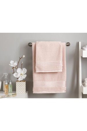 Romantic Stripe Floşlu Banyo Havlusu Takımı Nude 10029017 - 2