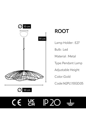 Root Özel Tasarım Modern Tel Sarkıt Gold Avize - 6