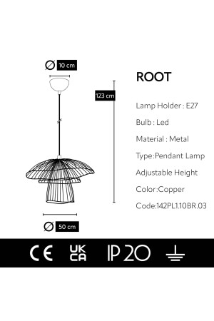 Root Özel Tasarım Tel Sarkıt Modern Bakır Avize 142PL1.10BR.03 - 6