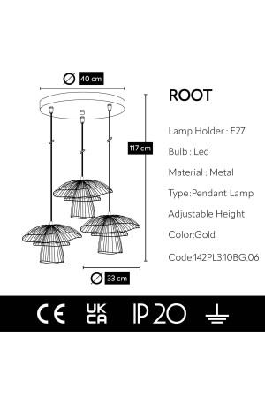 Root Özel Tasarım Tel Sarkıt Modern Gold Avize 142PL3.10BG.06 - 7