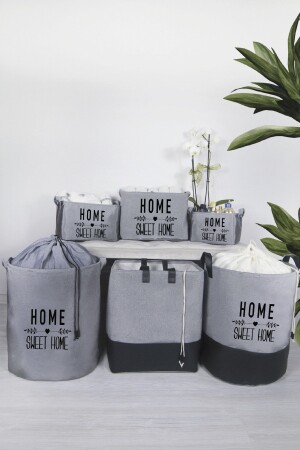 Rope Home Grey Home Sweet Home Bedruckter rechteckiger Korb 18x24x14 - 4