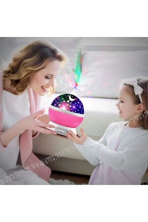 Rosa rotierender bunter Mond Sternenhimmel Projektion Nachtlicht Kinder Baby Partyraum - 6