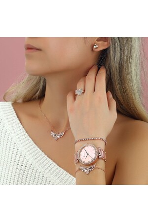 Rose Angel Wing Halskette Armband Ohrring Ring Uhr Geschenkset Geschenk für Liebhaber Geschenk für Mutter PS1162 - 7