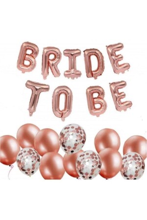 Rose Gold Bride To Be Konfetili Folyo Balon Set BYS000001129 - 3