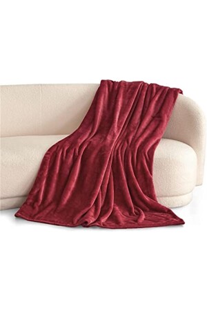 Rote 220x230 Doppel-Fleecedecke für Wohnzimmer, Wohnzimmer, Schlafzimmer, TV-Decke, Sofa, Schal, NT0T10060 - 3