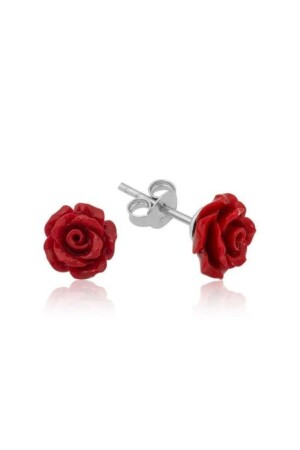 Rote Rosen-Ohrringe aus 925er-Sterlingsilber - 1