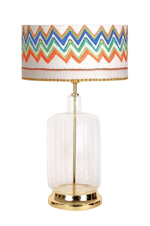 Rouen Gold Base Modern Special Design Glass Lampshade Cream Wawe Patterned GLROU05 - 2