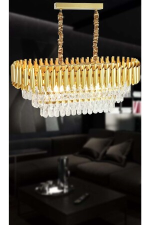 Roza Varaklı Gold 75x35 Kristal Taşlı Lüks Avize 75X35KD - 2