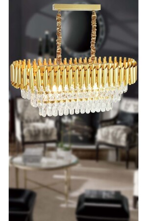 Roza Varaklı Gold 75x35 Kristal Taşlı Lüks Avize 75X35KD - 6