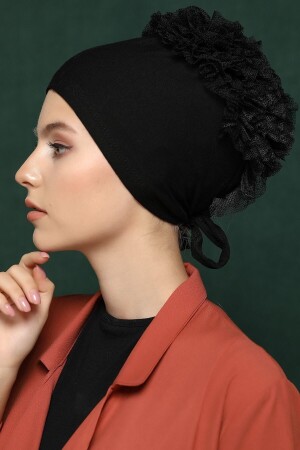 Rüschenhaube Schwarz – Besonderes Design – Neues Modell Hijab-Kleidung - 3