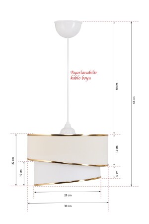 Rüzgar Pasta Single Pendelleuchte Kronleuchter und goldener Lampenschirm im Set Creme - 7