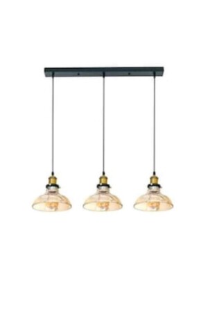 S Retro Rustic Row Triple Honey Glas Pendelleuchte Tischleuchte Kronleuchter 60 cm Breite MYL002102 - 4