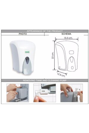 S6 Kammer 1000 ml. Weißer Flüssigseifenspender / Flüssigseifenspender / Gerät SG0065 - 6