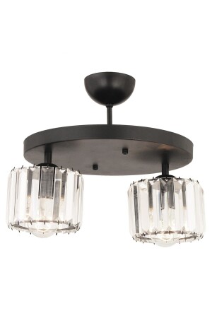 Sabrina 2-Lite Black Crystal Stone Modernes Design Kristall Wohnzimmer Plafonier Kronleuchter 3417-02-BL - 2