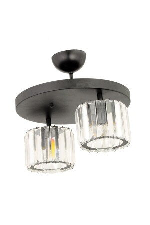 Sabrina 2-Lite Black Crystal Stone Modernes Design Kristall Wohnzimmer Plafonier Kronleuchter 3417-02-BL - 4