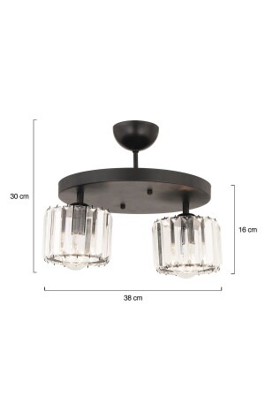 Sabrina 2-Lite Black Crystal Stone Modernes Design Kristall Wohnzimmer Plafonier Kronleuchter 3417-02-BL - 6