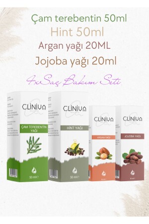 Saç Bakım Yağı Seti 4'Lü Çam Terebentin- Hint- Argan- Jojoba Yağları - 3