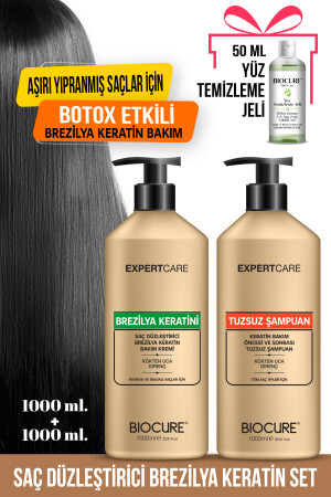 Saç Düzleştirici Keratin Bakımı 1000 ml Tuzsuz Arındırıcı Şampuan 1000ml Brezilya Fönü CM-EXPERT1000-BRSET - 3