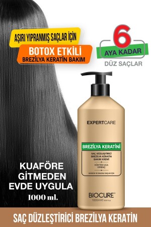 Saç Düzleştirici Keratin Bakımı Evde Uygulama Brezilya Fönü 1000ml- Kokusuz Dumansız CM-EXPERT1000-BRK - 2