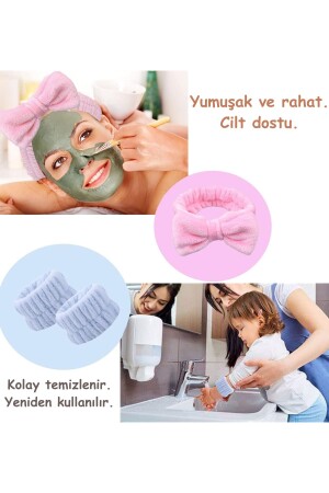 Saç Kurulama Bonesi Banyo Saç Kurulama Havlusu Ve Makyaj Uygulama Seti Krem - 6