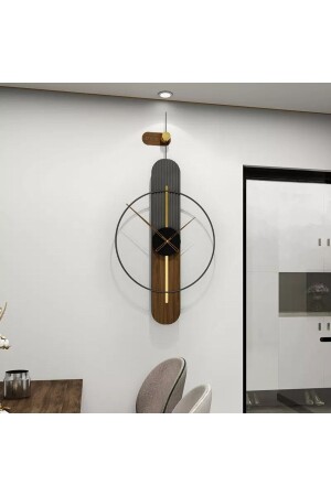 Sahra Elegant Plus 90 Cm , Modern Dekoratif Ahşap Metal Duvar Saati Meta-01009008 - 2