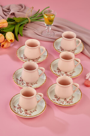 Sakura Flower Pink 15-teiliges Luxus-Kaffeetassen-Set aus Keramik, türkische Kaffeetasse - 5