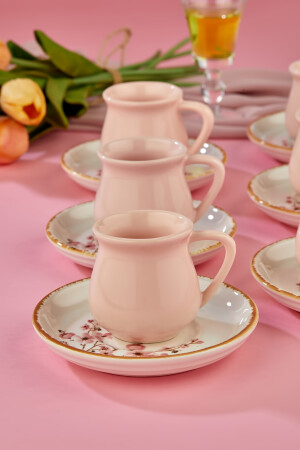 Sakura Flower Pink 15-teiliges Luxus-Kaffeetassen-Set aus Keramik, türkische Kaffeetasse - 6