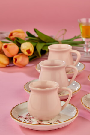 Sakura Flower Pink 15-teiliges Luxus-Kaffeetassen-Set aus Keramik, türkische Kaffeetasse - 7