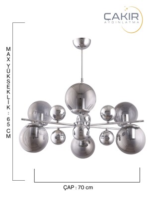 Salkım 6-teiliger Chrom-Silber-Hängelampen-Kronleuchter – Çakır Avize 7540 - 5