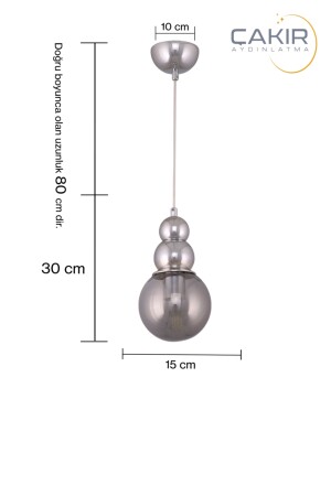 Salkım Tekli Füme Camlı Gümüş ( Krom ) Sarkıt Çakır Avize 7540-1 - 4